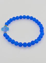 Bracelet Religieux Croix & Jade - Bleu