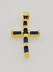 Pendentif Croix Bleu - 23mm