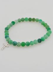 Bracelet Religieux Croix & Agate - Vert