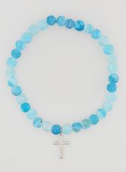 Bracelet Religieux Croix & Agate - Bleu