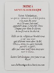 Lot de 10 Cartes de Prière à Sainte Scholastique