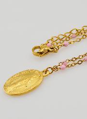 Collier Religieux Perlé & Médaille Miraculeuse - Rose