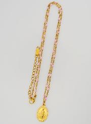 Collier Religieux Perlé & Médaille Miraculeuse - Rose