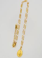 Collier Religieux Perlé & Médaille Miraculeuse - Blanc