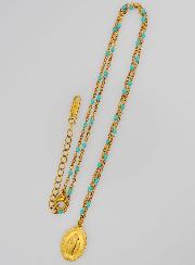 Médaille Miraculeuse & Chaîne à Perles -Turquoise