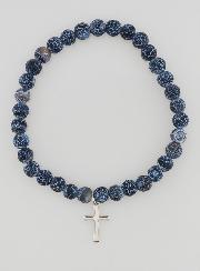 Bracelet Religieux Croix & Agate - Noir