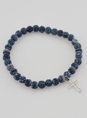 Bracelet Religieux Croix & Agate - Noir