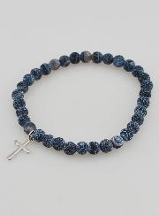 Bracelet Religieux Croix & Agate - Noir