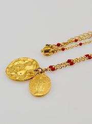 Collier Religieux Perlé & Médaille Miraculeuse