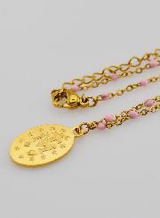 Médaille Miraculeuse & Chaîne Perlée - Rose