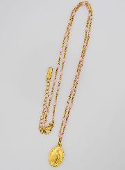 Médaille Miraculeuse & Chaîne Perlée - Rose