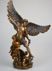 Statue Religieuse de Saint Michel Archange en Bronze - 37 cm