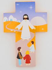 Croix Enfant en Bois - Jésus et Enfants