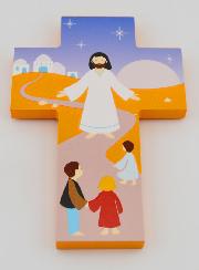 Croix Enfant en Bois - Jésus et Enfants