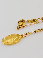Collier Perlé Médaille Miraculeuse - Blanc