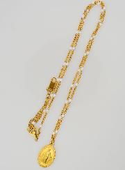 Collier Perlé Médaille Miraculeuse - Blanc