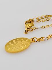 Collier Perlé Médaille Miraculeuse - Blanc