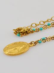 Collier Perlé Médaille Miraculeuse - Turquoise