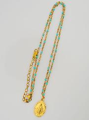 Collier Perlé Médaille Miraculeuse - Turquoise