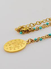 Collier Perlé Médaille Miraculeuse - Turquoise