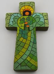 Croix en Céramique Ange Médecin - 15cm