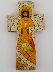 Croix en Céramique Ange Veilleur - 15cm