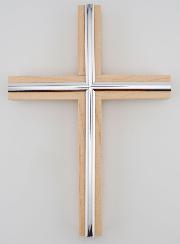 Crucifix Érable Finition Argentée - 20cm
