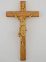Crucifix en Chêne Naturel & Christ - 22cm
