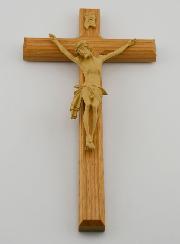 Crucifix en Chêne Naturel & Christ - 22cm
