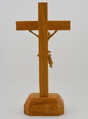 Crucifix sur Socle en Chêne - 22cm