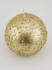 Bougie Boule de Noël Boule Pailletée - Champagne