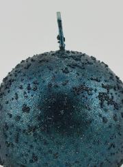 Bougie Boule de Noël Pailletée - Bleu Vert