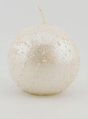 Bougie Boule de Noël Pailletée - Blanc Perlé