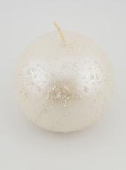 Bougie Boule de Noël Pailletée - Blanc Perlé