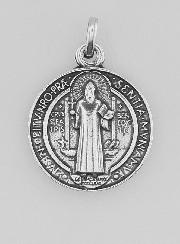 Médaille de Saint Benoît en Argent Plaqué - 18mm