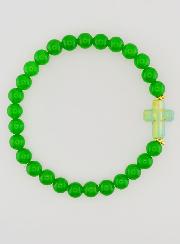 Bracelet Religieux Croix & Jade Vert