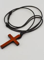 Croix en Bois & Cordon Cuir Réglable