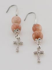 Boucles d'Oreilles - Pierre de Soleil & Croix