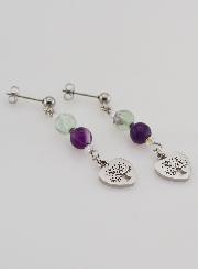 Boucles d'Oreilles - Fluorite & Arbre de vie