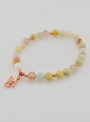 Bracelet Pierre Naturelle - Morganite & Ange Gardien