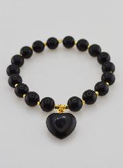 Bracelet Pierre Naturelle Coeur - Obsidienne