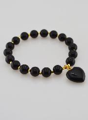 Bracelet Pierre Naturelle Coeur - Obsidienne