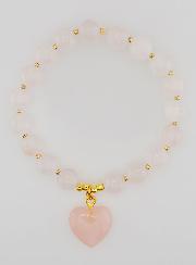 Bracelet Pierre Naturelle Coeur - Quartz Rose