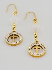 Boucles d'Oreilles - Pierre de Lune & Croix