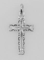 Pendentif Croix Sculptée & Ajourée en Argent