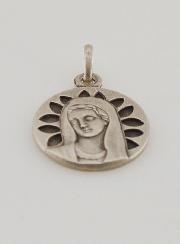 Médaille Vierge aux Pétales en Argent - 16mm