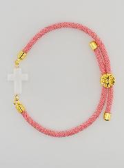 Bracelet Religieux Avec Croix - Rose