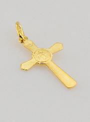 Pendentif Croix de Saint Benoit Plaqué Or - 22mm