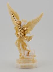 Statue Saint Michel en Albâtre Peint - 12cm