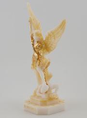 Statue Saint Michel en Albâtre Peint - 12cm